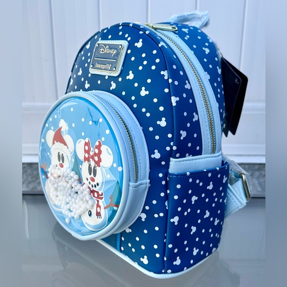 disney snowman mickey and minnie mouse snow globe mini backpack Loungefly: Show off your Disney fandom with this Snowman Mickey and Minnie Mouse Snow Globe Mini Minnie and MickeyMouse Snow Globe